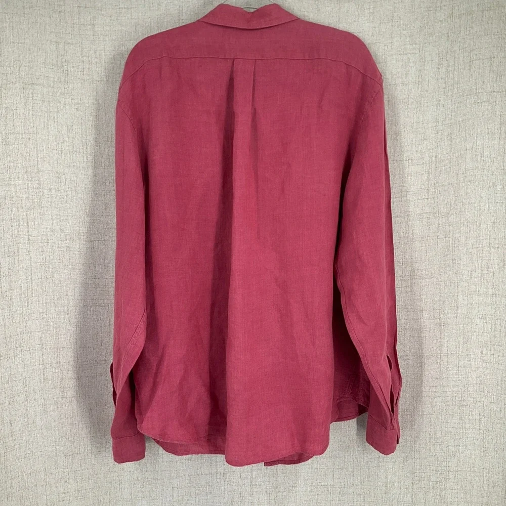Banana Republic Shirt Mens XL Pink 100% Linen Standard Fit Coastal Minimalist XL